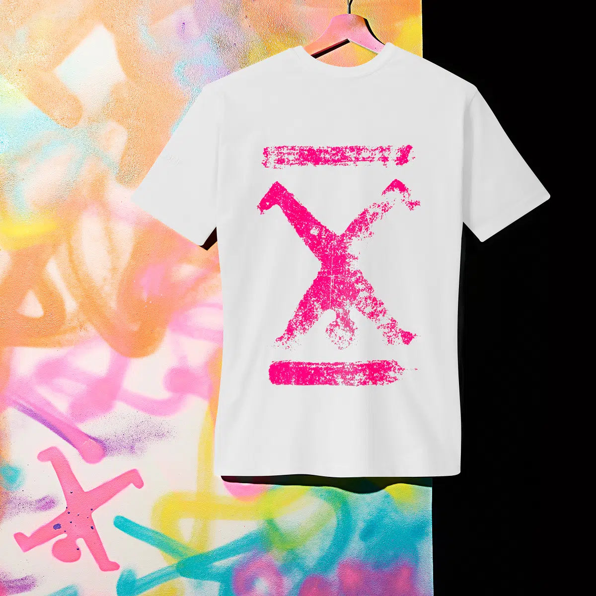 T-Shirt Weiß Unisex mit Backprint Pink