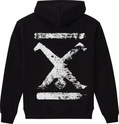 Hoodie Schwarz Unisex mit Backprint Weiß
