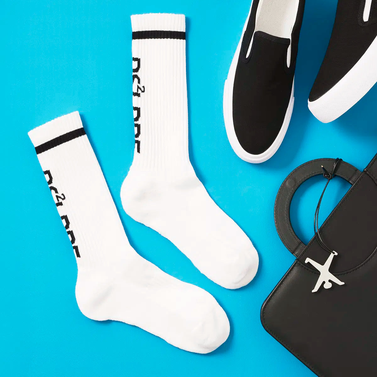 Sportsocken Unisex Weiß mit DSSLDRF-Print