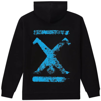 Hoodie Schwarz Unisex mit Backprint Blau