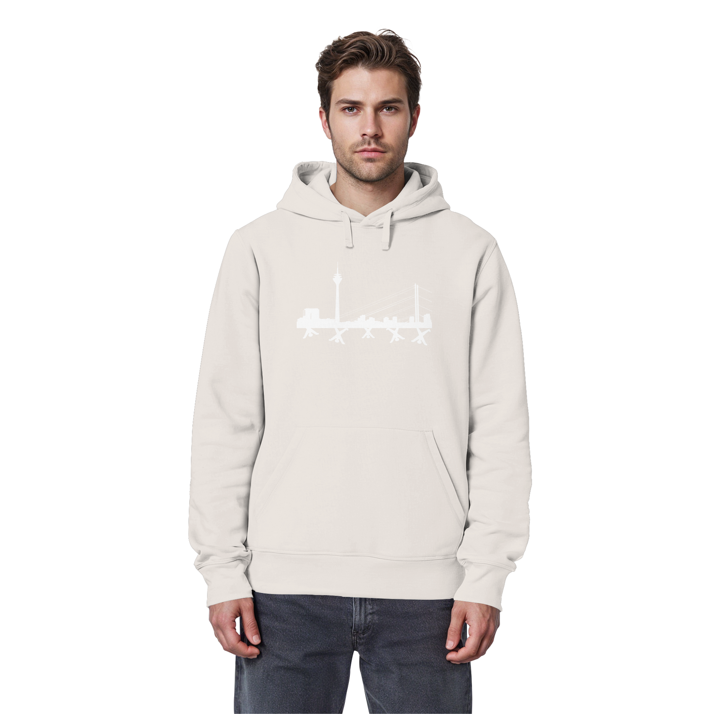 Skyline - White - Organic Basic Hoodie