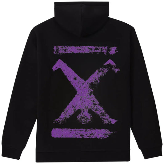 Hoodie Schwarz Unisex mit Backprint Lila
