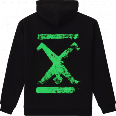 Hoodie Schwarz Unisex mit Backprint Grün