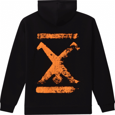 Hoodie Schwarz Unisex mit Backprint Orange