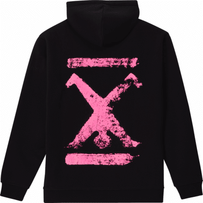 Hoodie Schwarz Unisex mit Backprint Pink