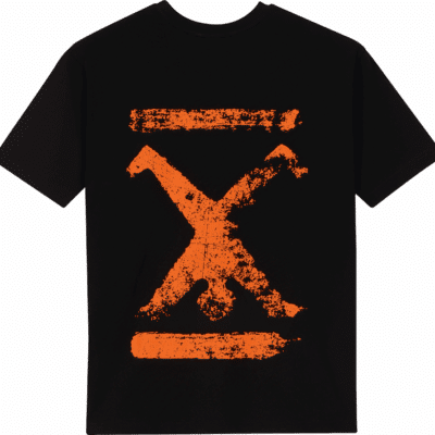 T-Shirt Schwarz Unisex mit Backprint Orange