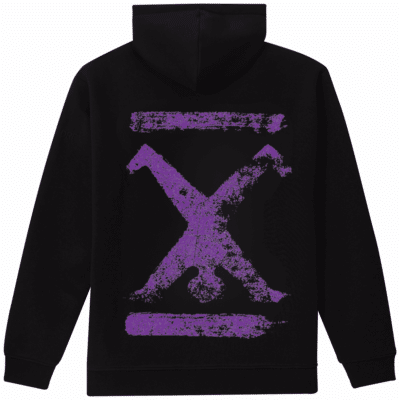 Hoodie Schwarz Unisex mit Backprint Lila
