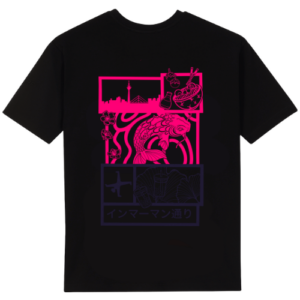 t-shirt-schwarz-koi-pink-purple