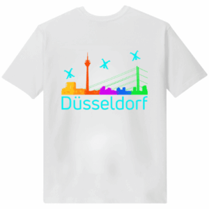 T-Shirt Düsseldorf Skyline Cyan