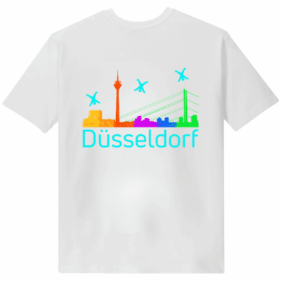 T-Shirt Düsseldorf Skyline Cyan