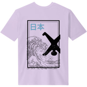 T-Shirt Japan Backprint Welle schwarz